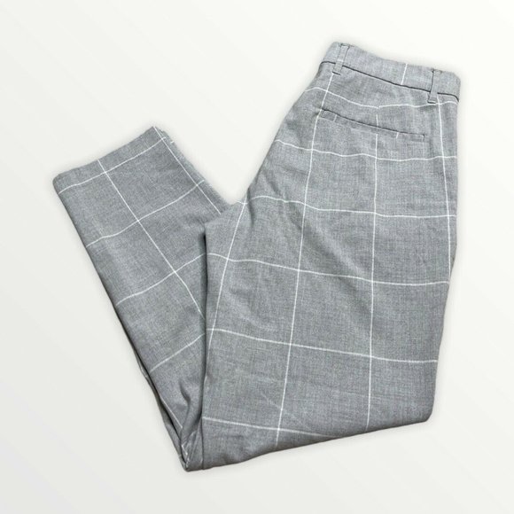 Bershka Womens Skinny Cropped Fit Gray Plaid Pants - Picture 5 of 12